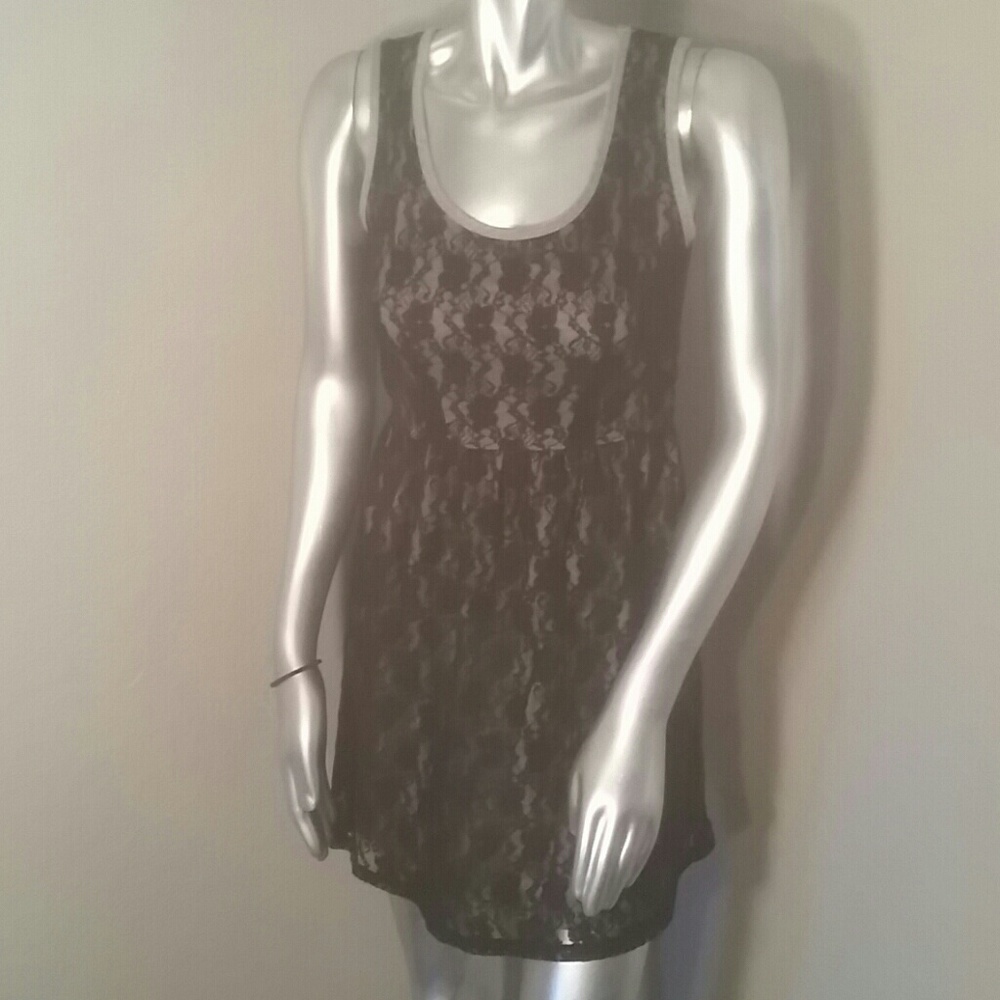 Grey dress w/ black lace